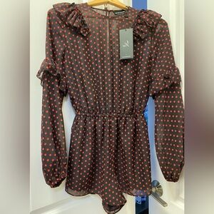 The Fifth Label Sheer Black Dress with Red Dots